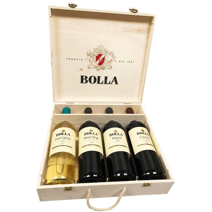 Bolla (4) Botlle Wine Wood Gift Set 750ml - Image 2