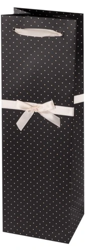 Elegant Black and White 1 Bottle Gift Bag - Image 2