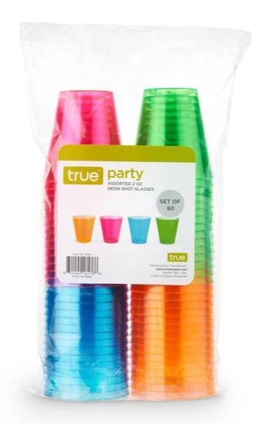True Party: Assorted 2oz Neon Shot Glasses, set of 60